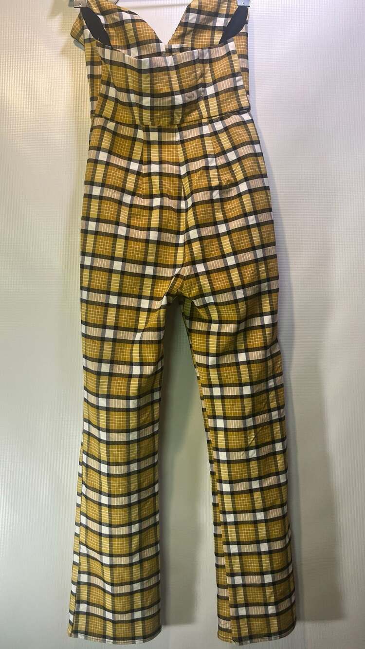Urban Outfitters Yellow Plaid Halter Jumpsuit - Picture 3 of 4